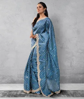 Pure Handloom Pure Desi Tussar Silk Saree - Blue1