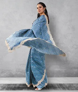 Pure Handloom Pure Desi Tussar Silk Saree - Blue2