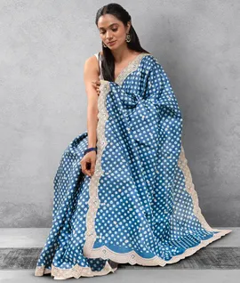 Pure Handloom Pure Desi Tussar Silk Saree - Blue3
