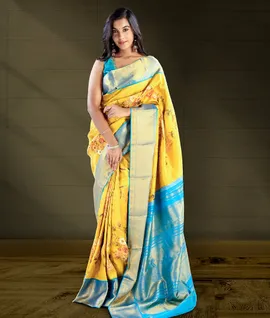 olive-green-with-blue-printed-pure-handloom-kanjivaram-saree-112782-a