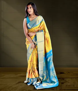 olive-green-with-blue-printed-pure-handloom-kanjivaram-saree-112782-f