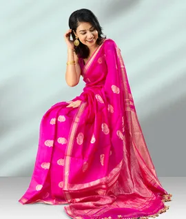 Pure silk saree Rani Pink2