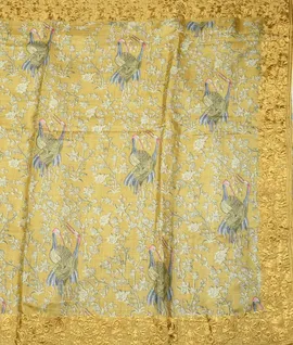 Pure Fancy Tussar Saree Mustard Yellow Embroidery Border2