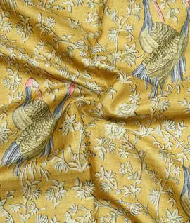Pure Fancy Tussar Saree Mustard Yellow Embroidery Border3