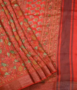 Manam Pure Moonga Silk Saree With Copper Zari Border- Red1