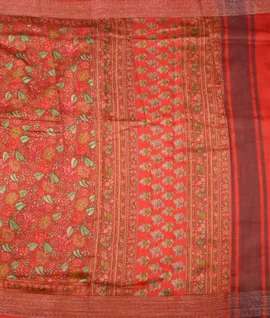 Manam Pure Moonga Silk Saree With Copper Zari Border- Red2