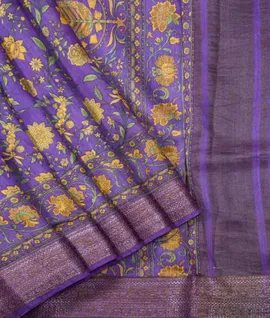Manam Pure Moonga Silk Saree With Copper Zari Border- Violet1
