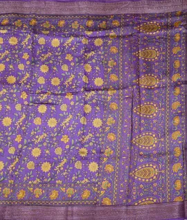 Manam Pure Moonga Silk Saree With Copper Zari Border- Violet2