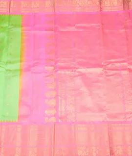 Manam Pure Kanjivaram Silk Saree- See Light Green With Baby Pink Border2