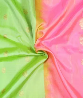Manam Pure Kanjivaram Silk Saree- See Light Green With Baby Pink Border3