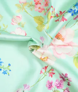 Pure Handloom Silk  With Ikkat Floral Digital Prints Saree6