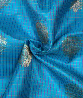 Manam Pure Gadwal Silk Saree Blue With Coral Orange Pink3
