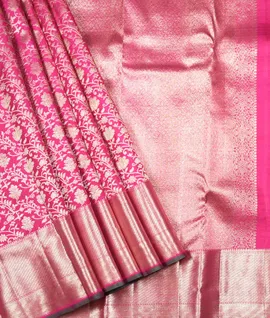 Manam Pure Kanchivaram Silk Saree - Rani Pink1