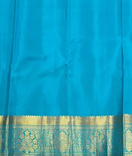 Manam Pure Silk Saree -Pastel Yellow With  Border Turquoise Blue4