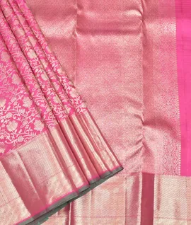 Manam Pure Kanjivaram Silk Saree - Rani Pink1