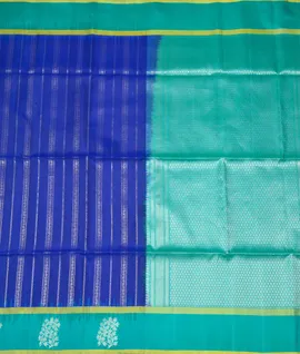 Manam Pure Silk Silk Saree -  Blue With Turquoise Green Border2