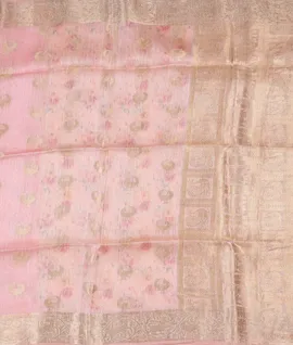Manam Pure Linan Silk Saree - Baby Pink2