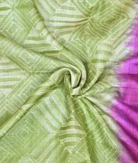Manam Pure Tussar Silk Saree - Green With Voilet Pallu3
