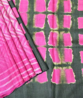 Manam Pure Tussar Silk Saree - Pink With Forest Green Pallu1
