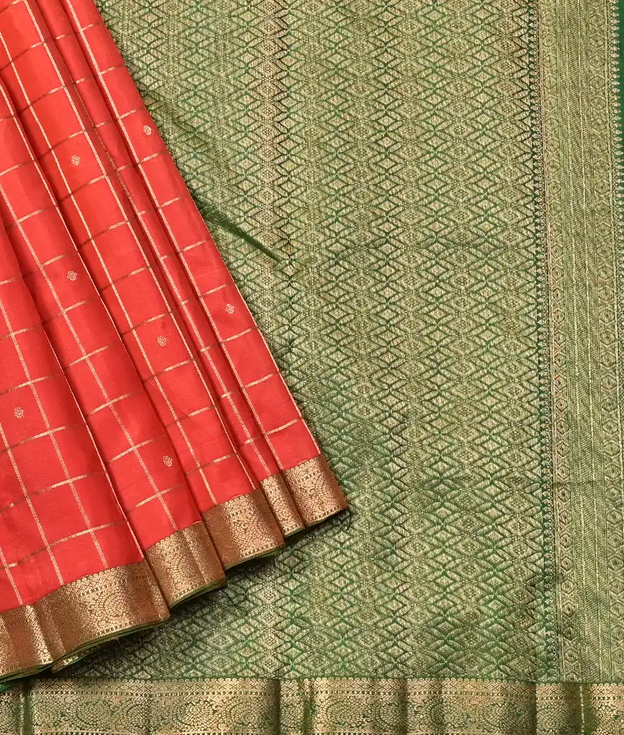 Buy latest Chili red Silk Saree With Silk Blouse Online- Andaaz Fashion