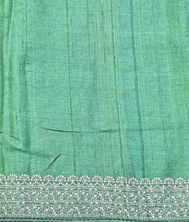 Manam Pure Embroidery Tussar Silk Saree Green4