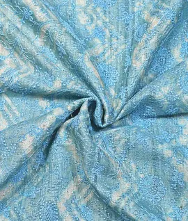 Pure Embroidery Tussar Silk Saree Sky Blue3
