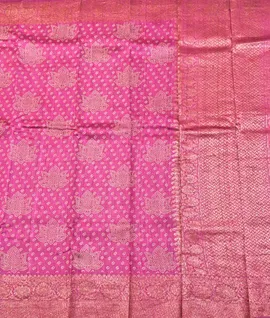 Mubarakpoor Handloom Desi Tusser Saree With Bandej Designes Saree Pink2