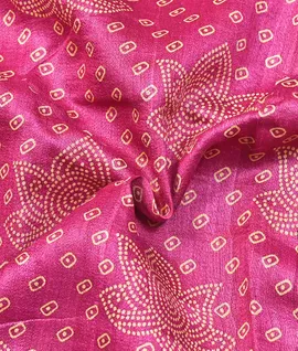 Mubarakpoor Handloom Desi Tusser Saree With Bandej Designes Saree Pink3