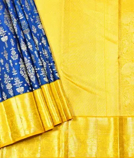 Pure Kanjivaram Silk Saree Blue With Yellow3