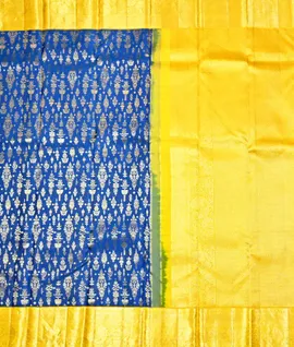 Pure Kanjivaram Silk Saree Blue With Yellow4