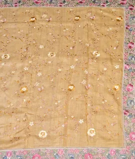 Pure Handloom Tussar Silk Saree With  Embroidered Borders Yellow2