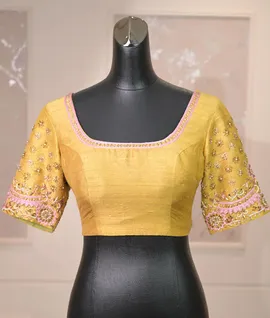 raw-silk-with-half-sleeves-and-zardosi-embroidered-motif-on-the-sleeves-gold-with-pink-combination-blouse-179806-a