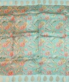 Sapphire Green Prints Pure organza prints Saree2