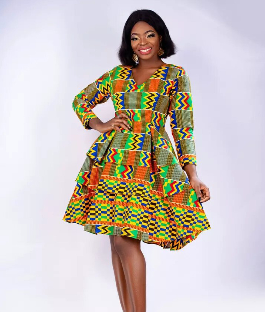 Serwaa Kente Flare Dress2