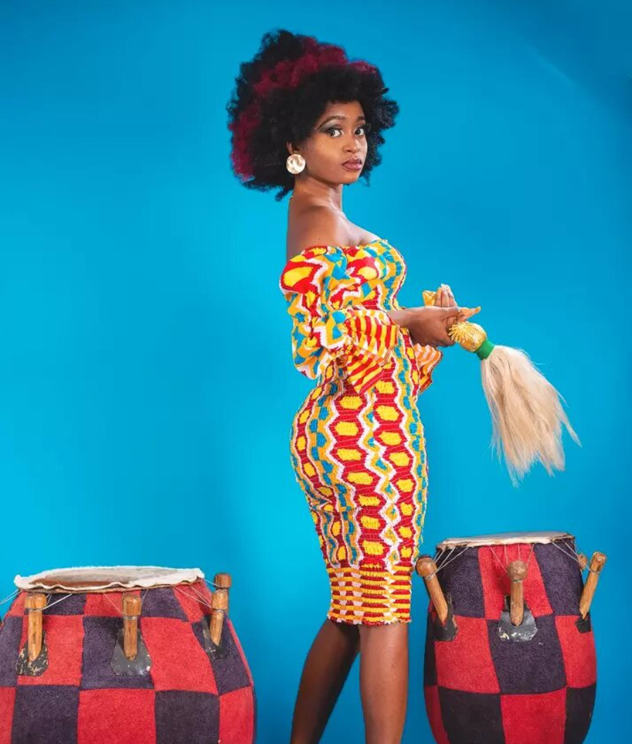 Efya Elastic Kente Dress2