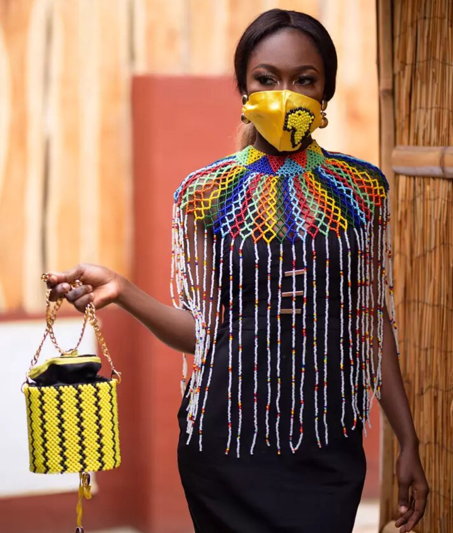 Yanmini Multi Beaded Cape & Bag Set1