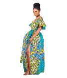 Yayira Blue Africanprint Maxi Dress1