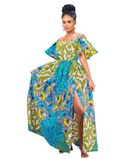 Yayira Blue Africanprint Maxi Dress2