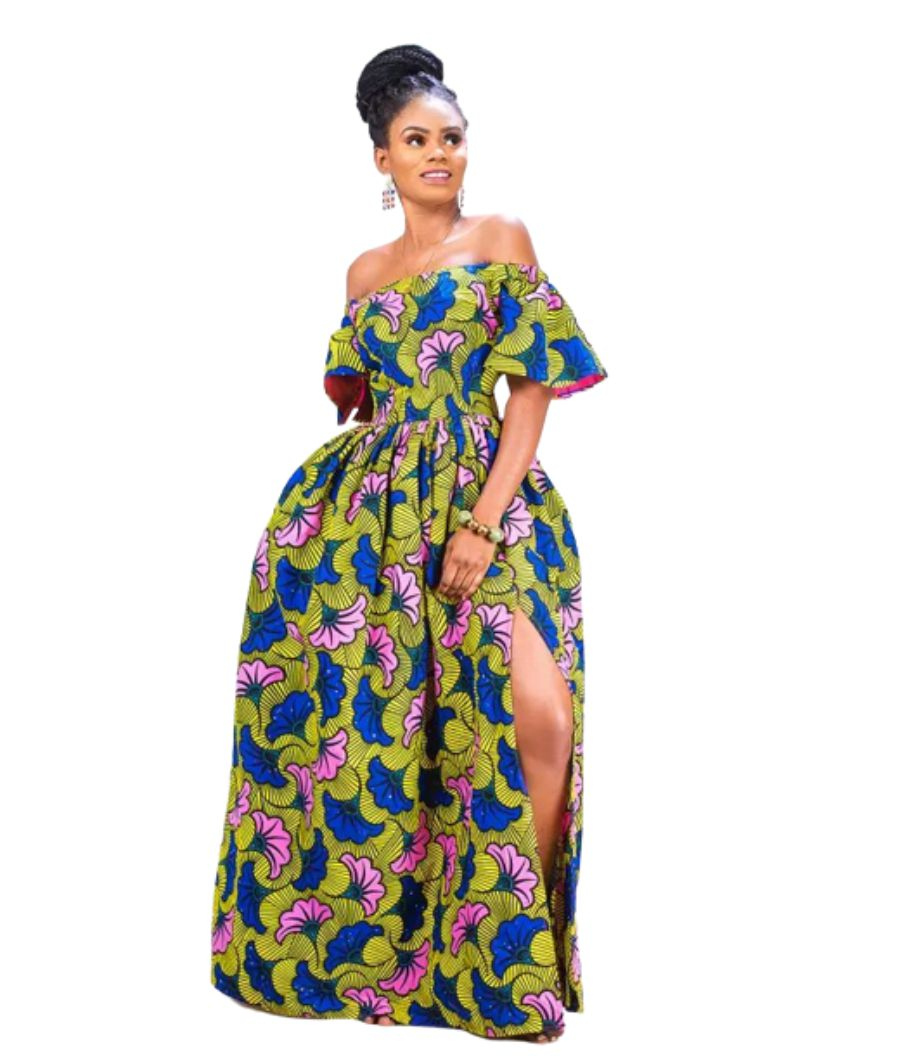 Yayira Green Africanprint Maxi Dress1