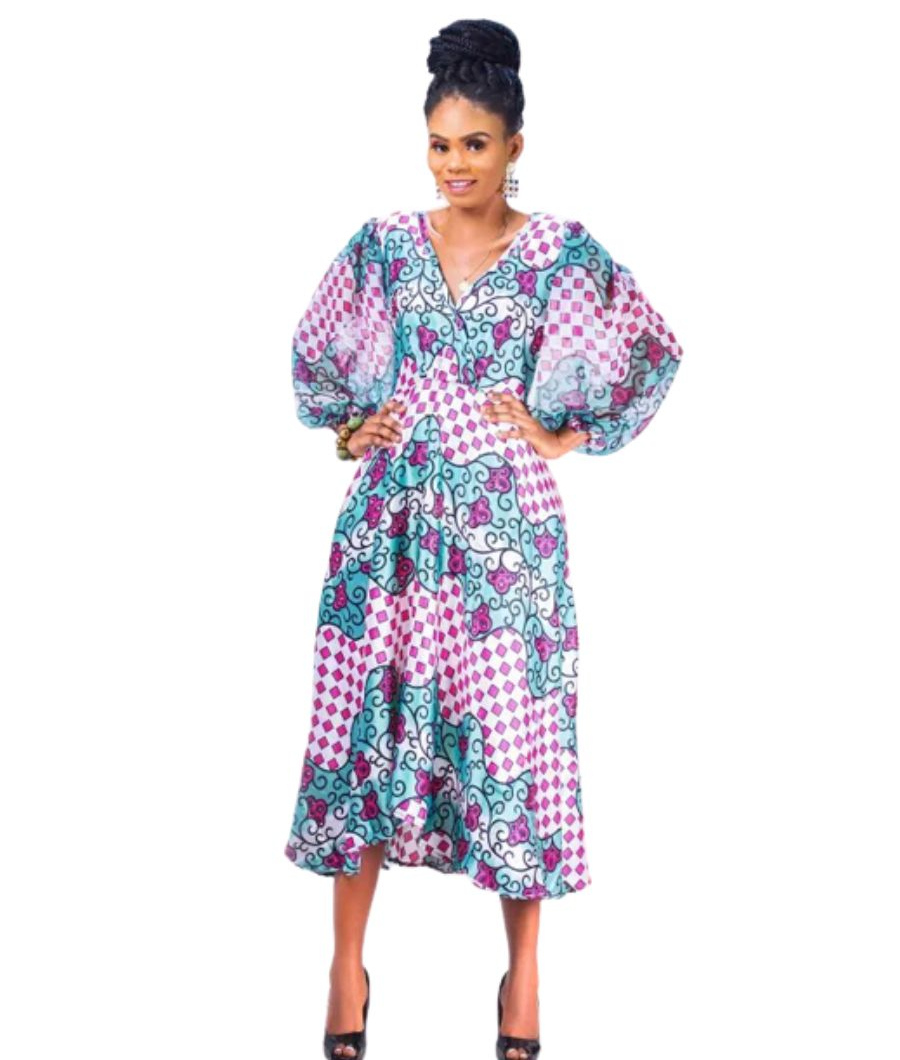 laila African Print Silk dress3