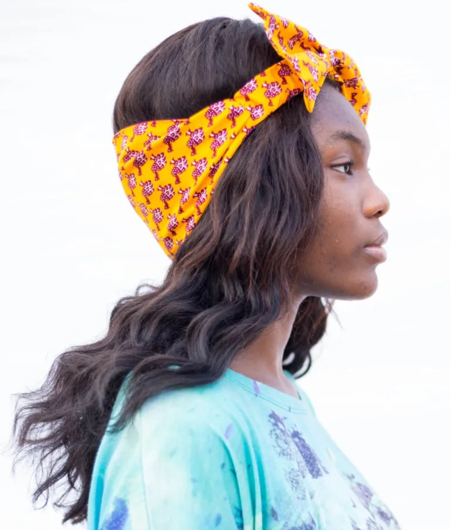 Yellow Ankara Front Bow Headband2