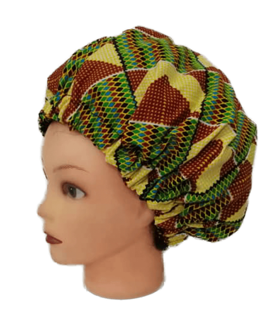 Black-Satin Lined Ankara Bonnet2