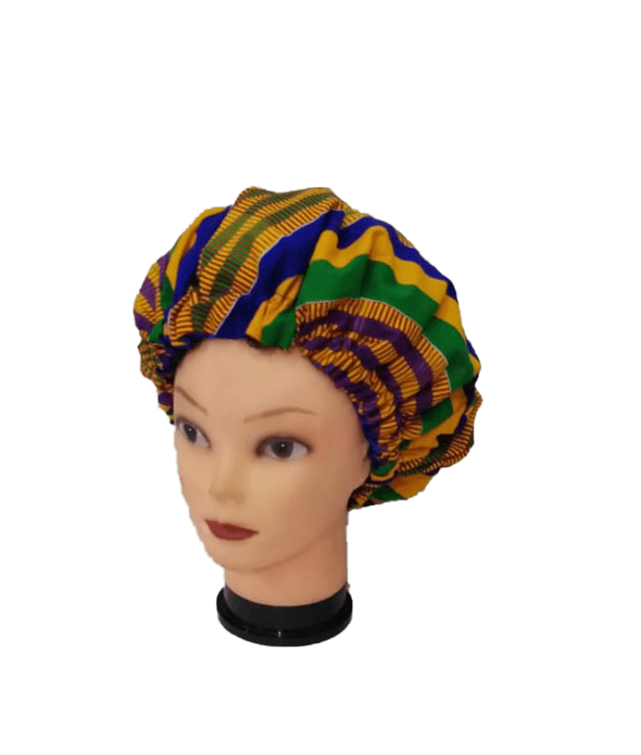 Blue-Satin Lined Ankara Bonnet3