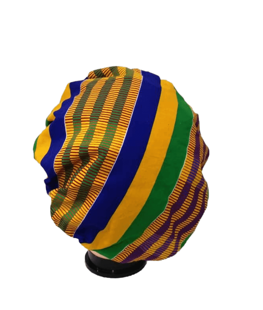 Blue-Satin Lined Ankara Bonnet4