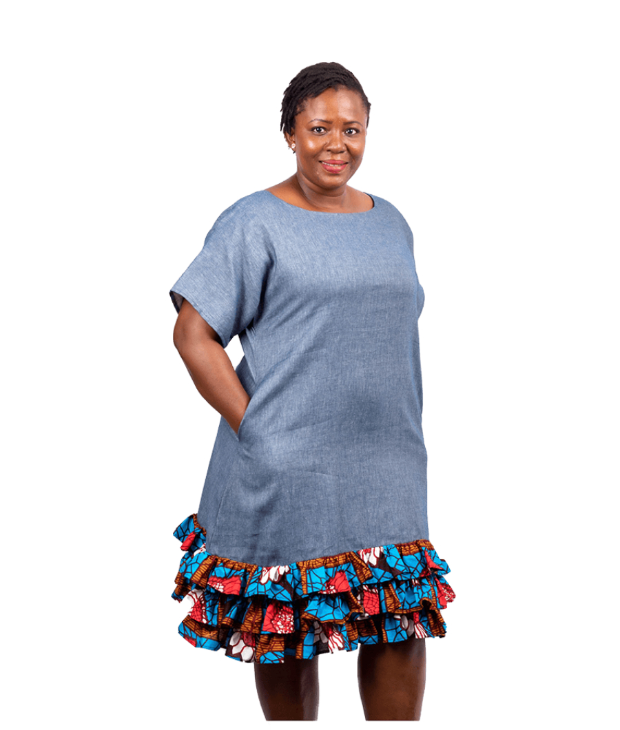 Maalu Aline Linen Denim Dress1