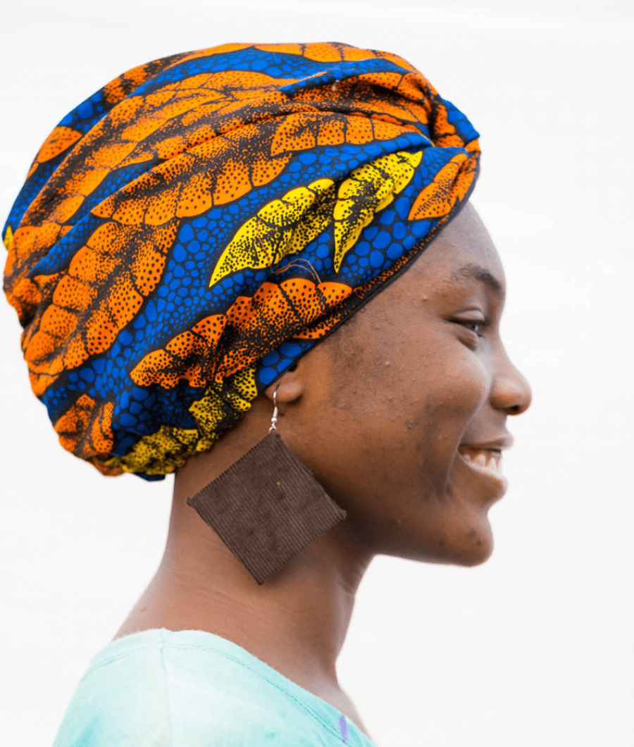 Orange Ankara Twisted Front Turban2