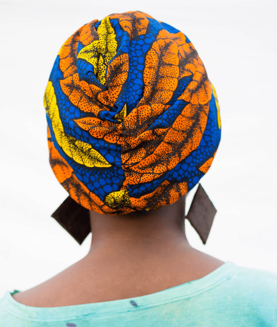 Orange Ankara Twisted Front Turban3