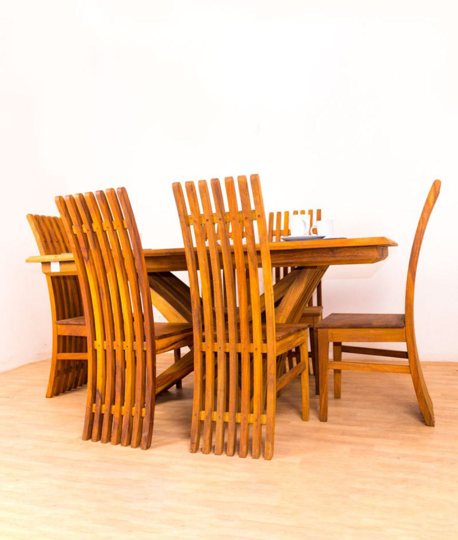 6-Piece Dinette Table Set with honey finish3
