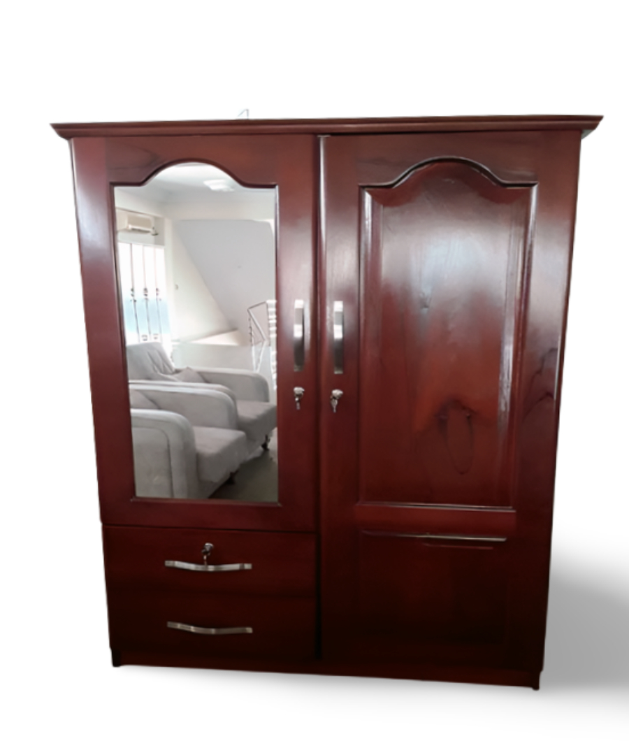 2 DOOR SOLID WOOD WARDROBE/ W MIRROR1