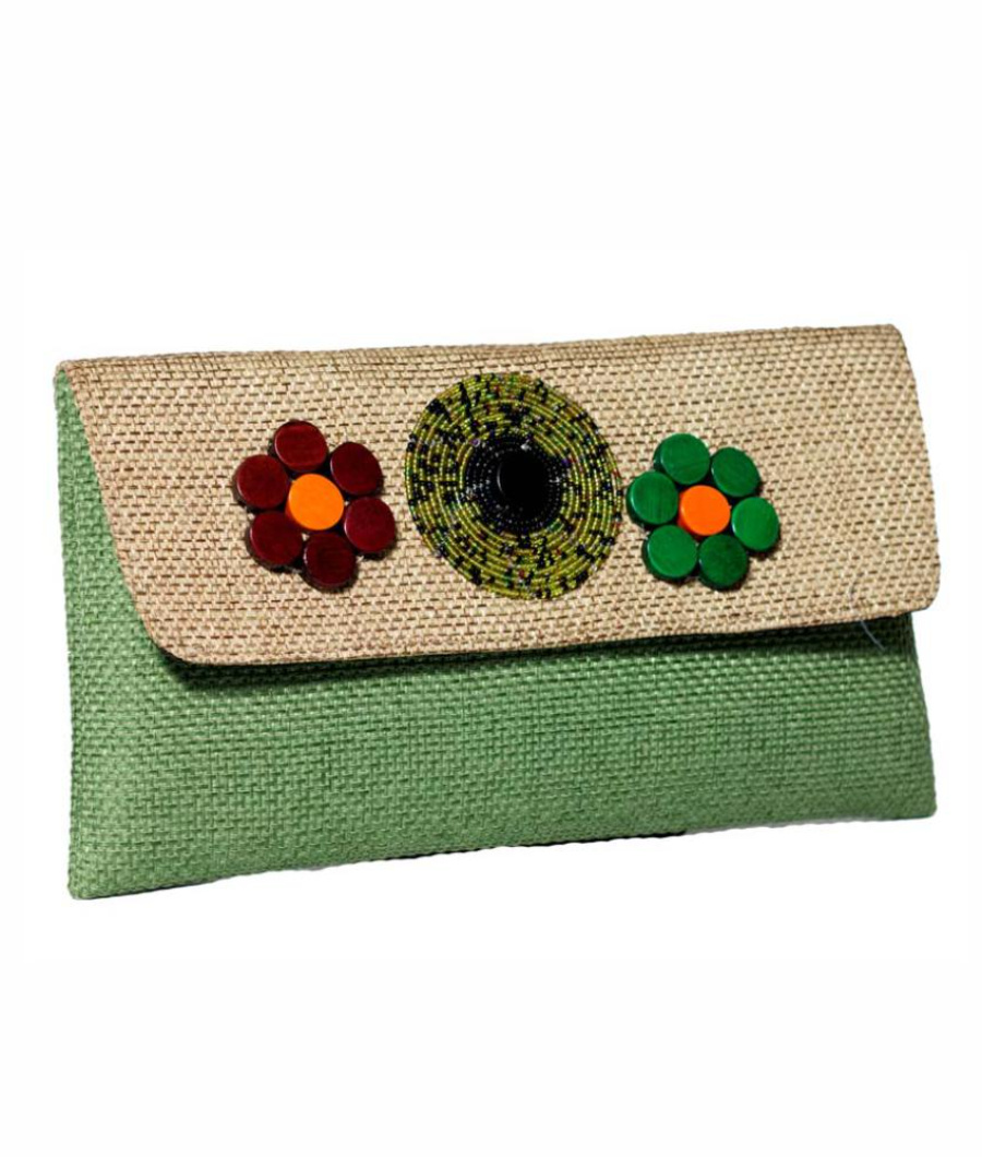 ZYP Jute Maasai Beaded Clutch Bag1